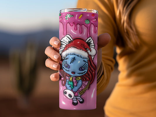 Festive Zombie Character with Santa Hat Tumbler Cup