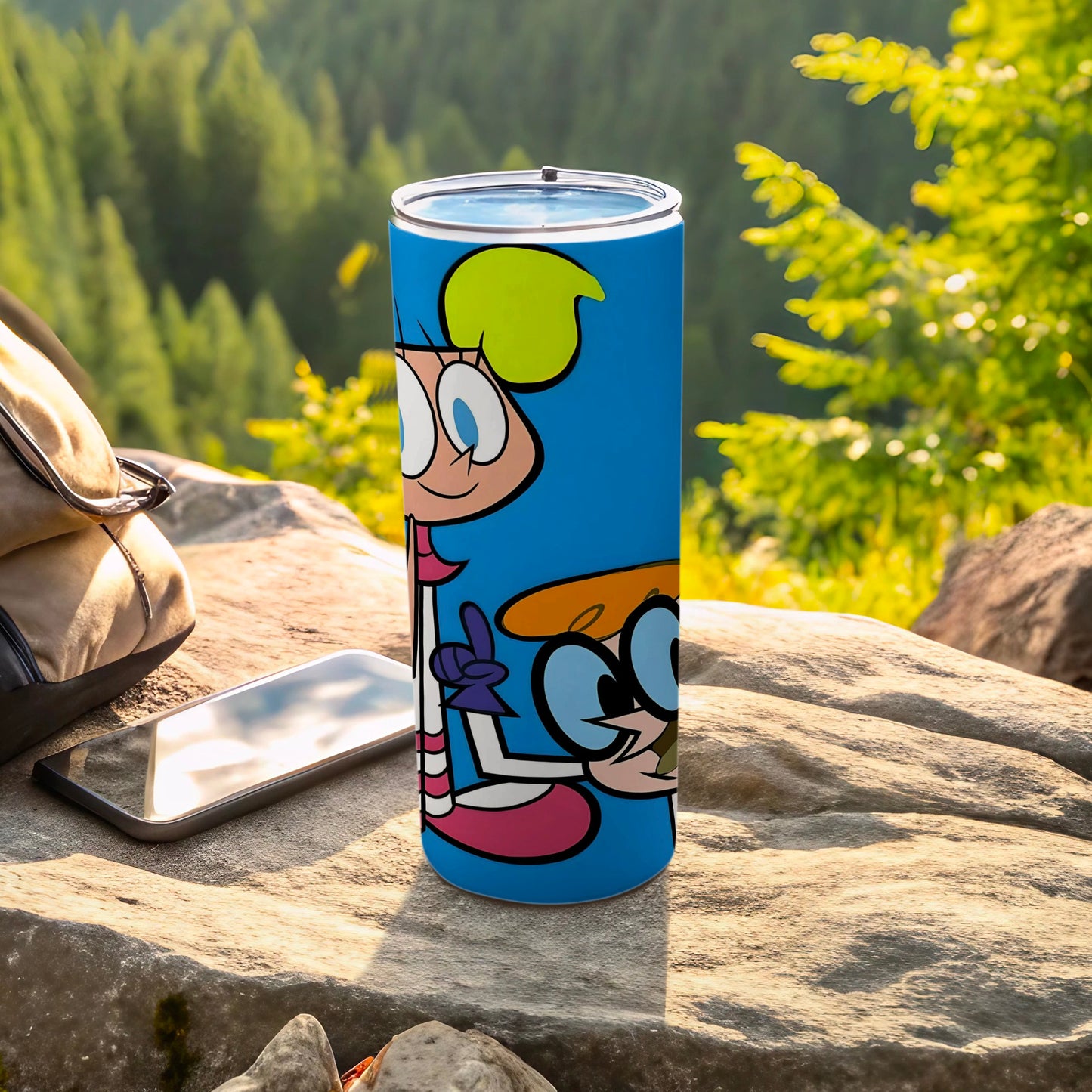 Cartoon Character Tumbler with Blue Background Design