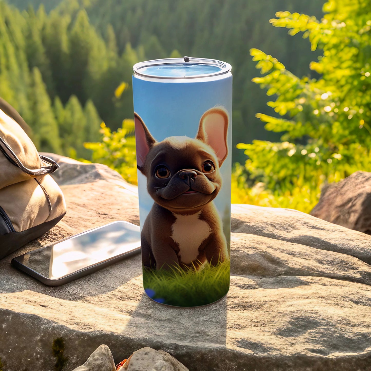 Cute French Bulldog Insulated Travel Mug for Outdoor Adventures