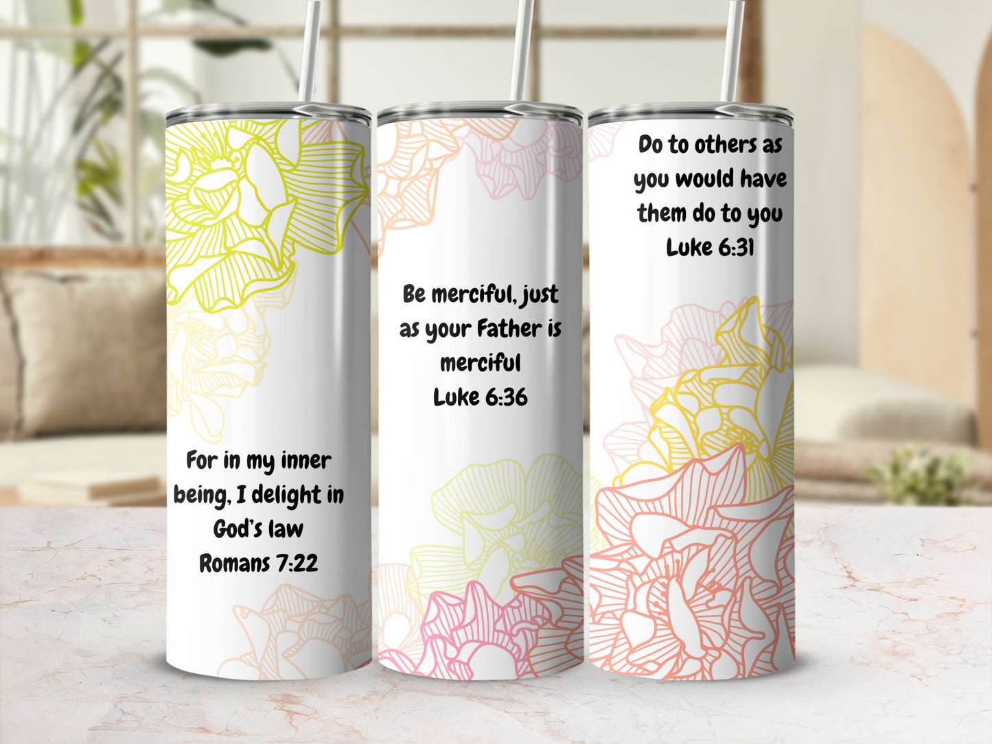 Inspirational Quotes Floral Design Tumblers