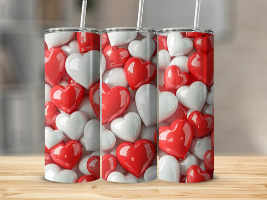 Red White Heart Pattern Tumbler Love Design product type