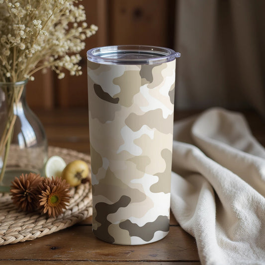 Beige and Brown Camouflage Design Insulated Tumbler