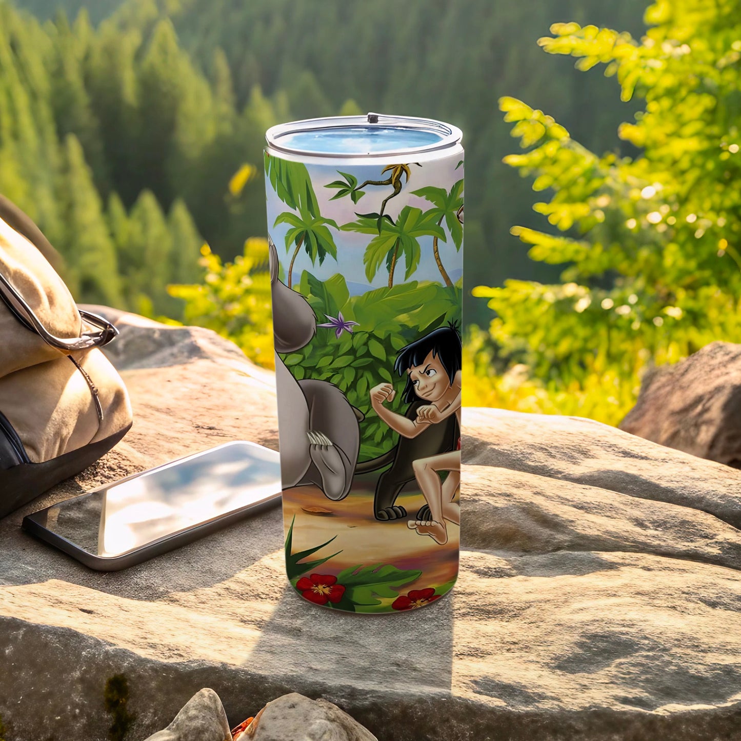 Jungle Scene Tumbler with Classic Characters Design