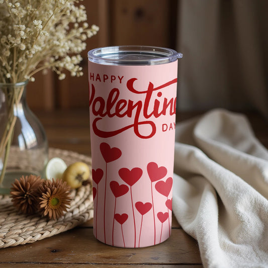 Happy Valentine's Day Pink Tumbler for Valentine's Gift