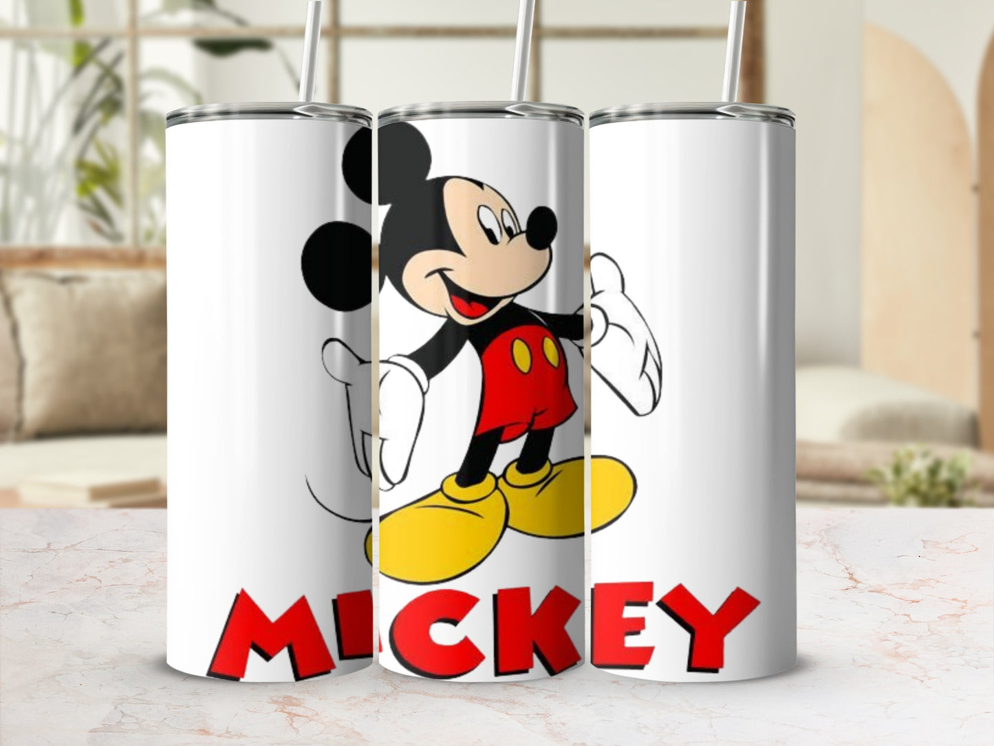 Mickey Themed Tumbler With Red and Yellow Accents
