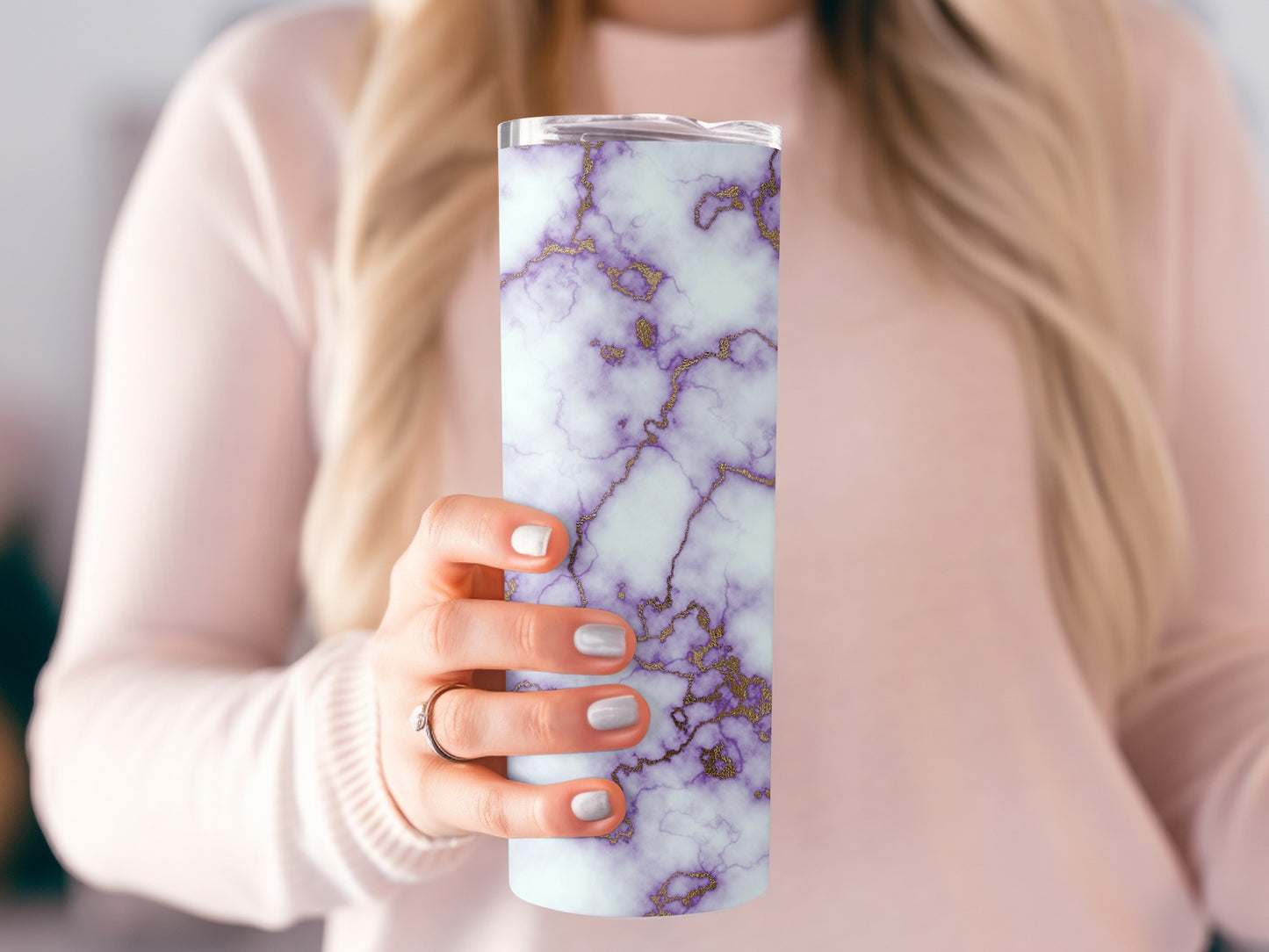 Purple and Gold Textured Design Pattern Abstract Art Tumblers
