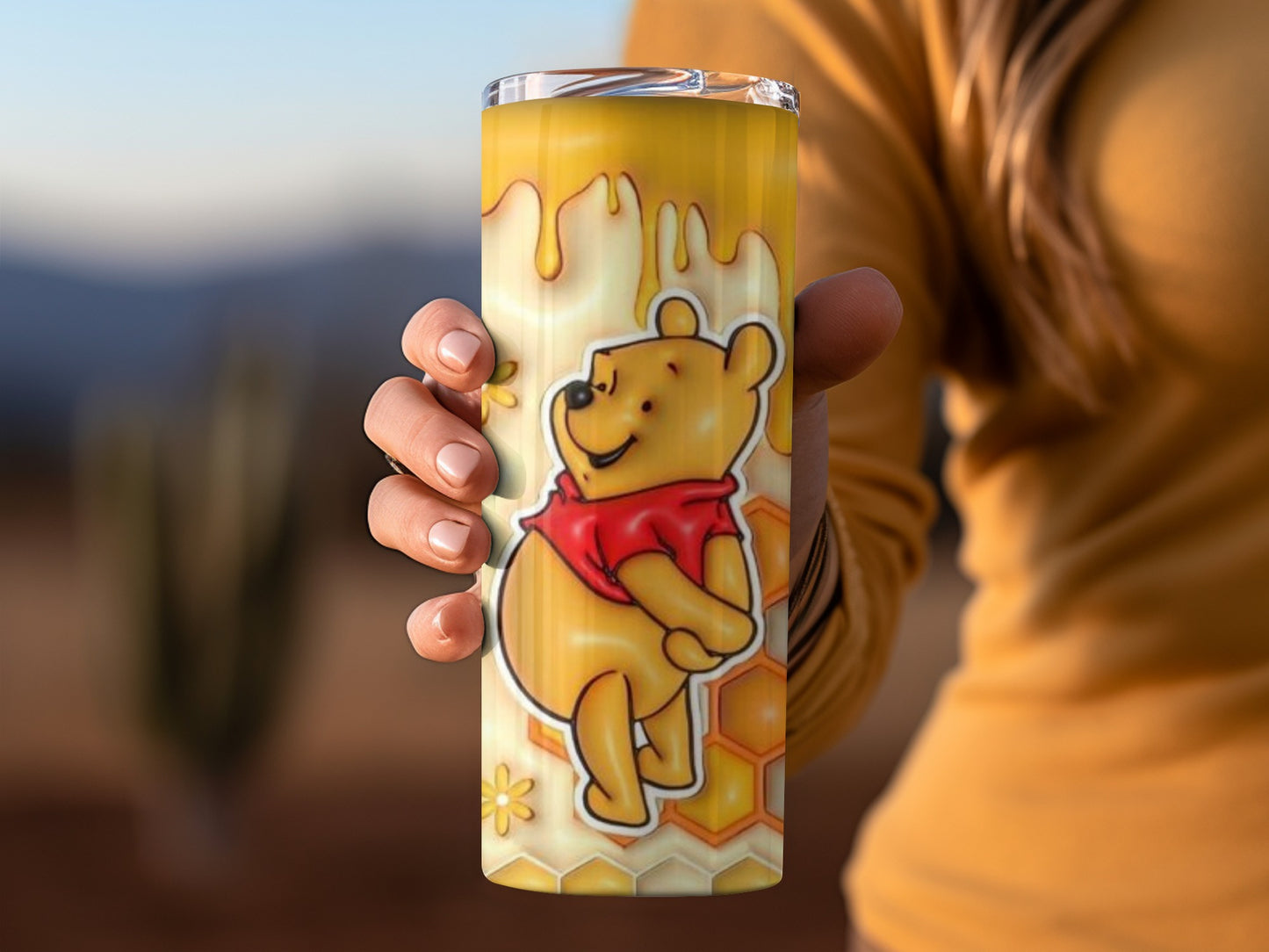 Winnie the Pooh Drip Flowers Honeycomb Fun Design Tumblers
