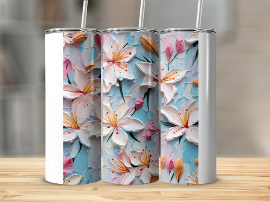 Floral Oil Painting Textured Blossoms Pastel Blue product type