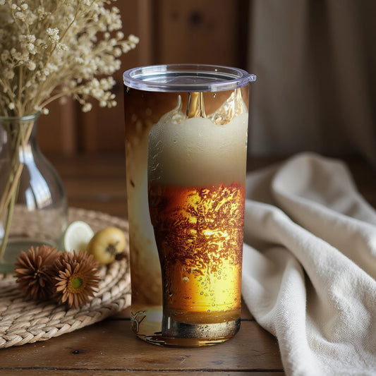 Frosty Beer Themed Insulated Travel Tumbler