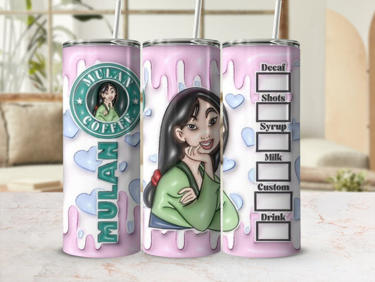 Mulan Coffee Pink Drip Design Personalized Tumbler