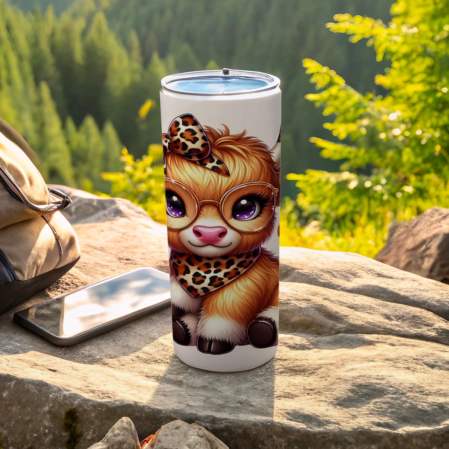 Cute Highland Cow with Glasses and Bandana Tumbler