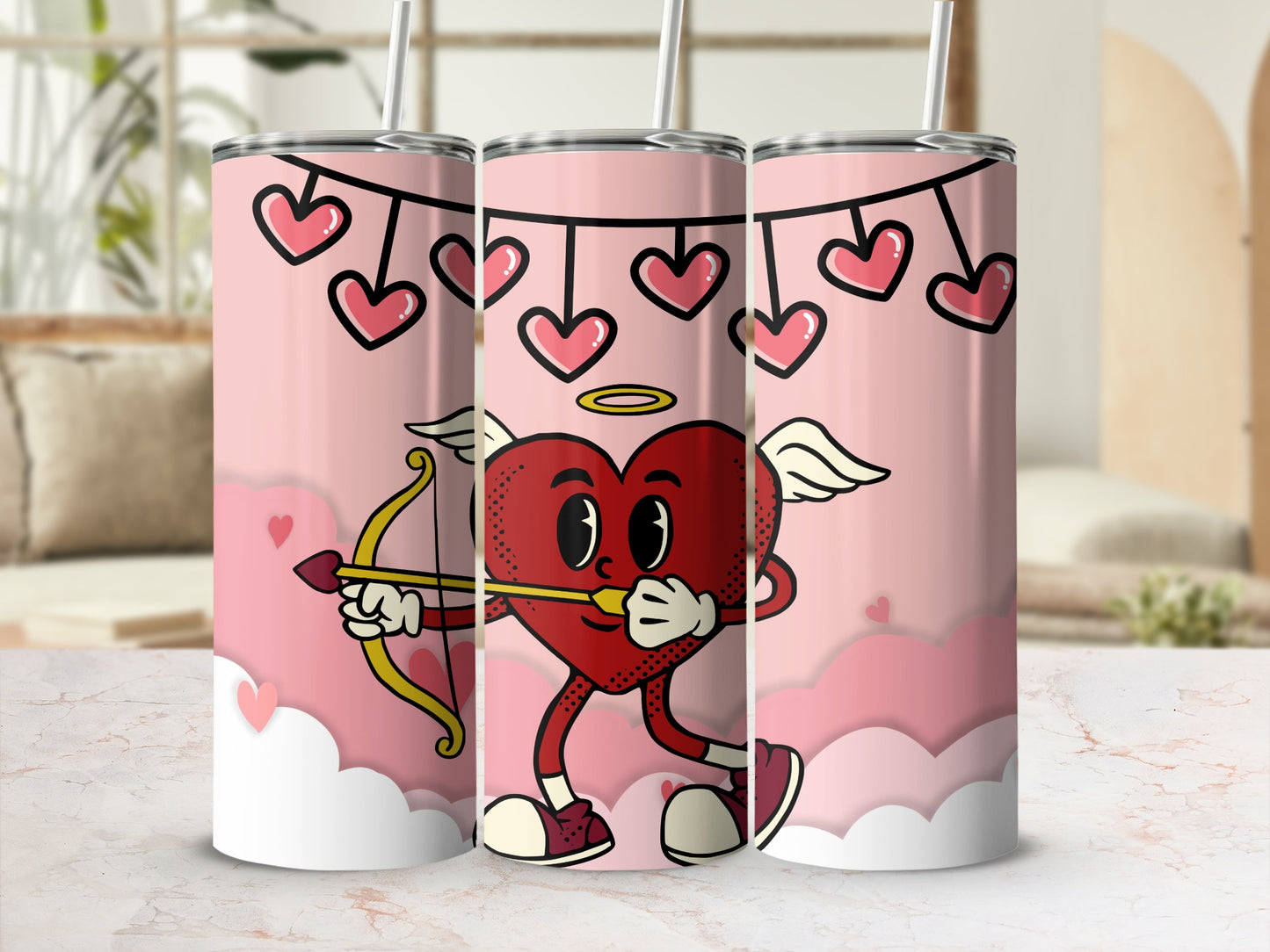Cupid Heart Character with Bow Tumbler