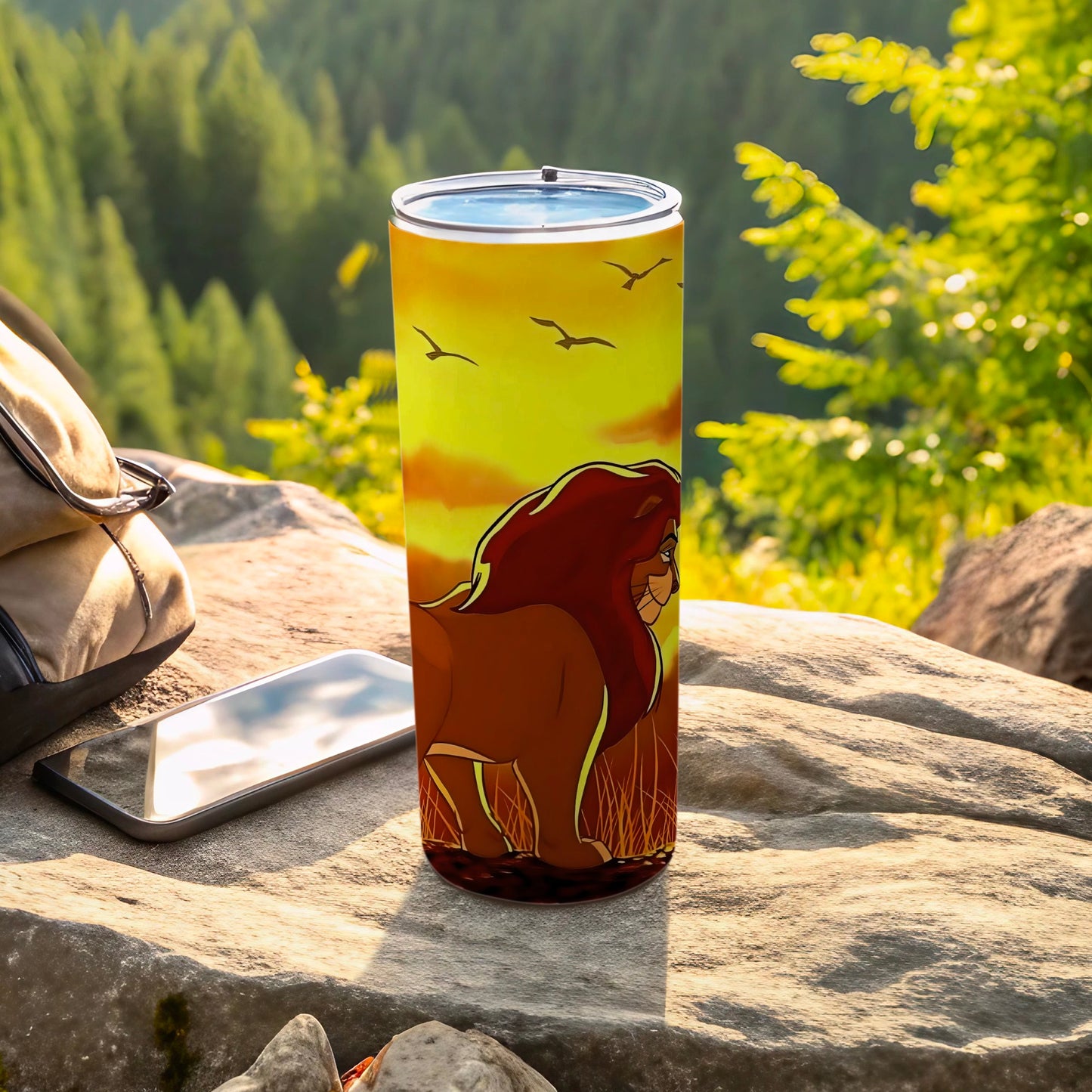 Lion and Sunset Design Tumbler الأسد كأس Travel Flask