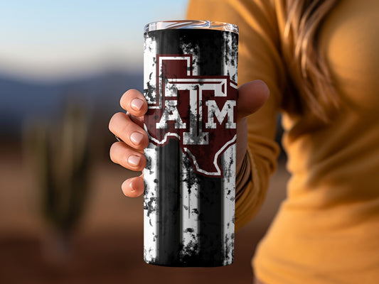 Texas A&M Grunge Style Travel Mug for Aggie Fans