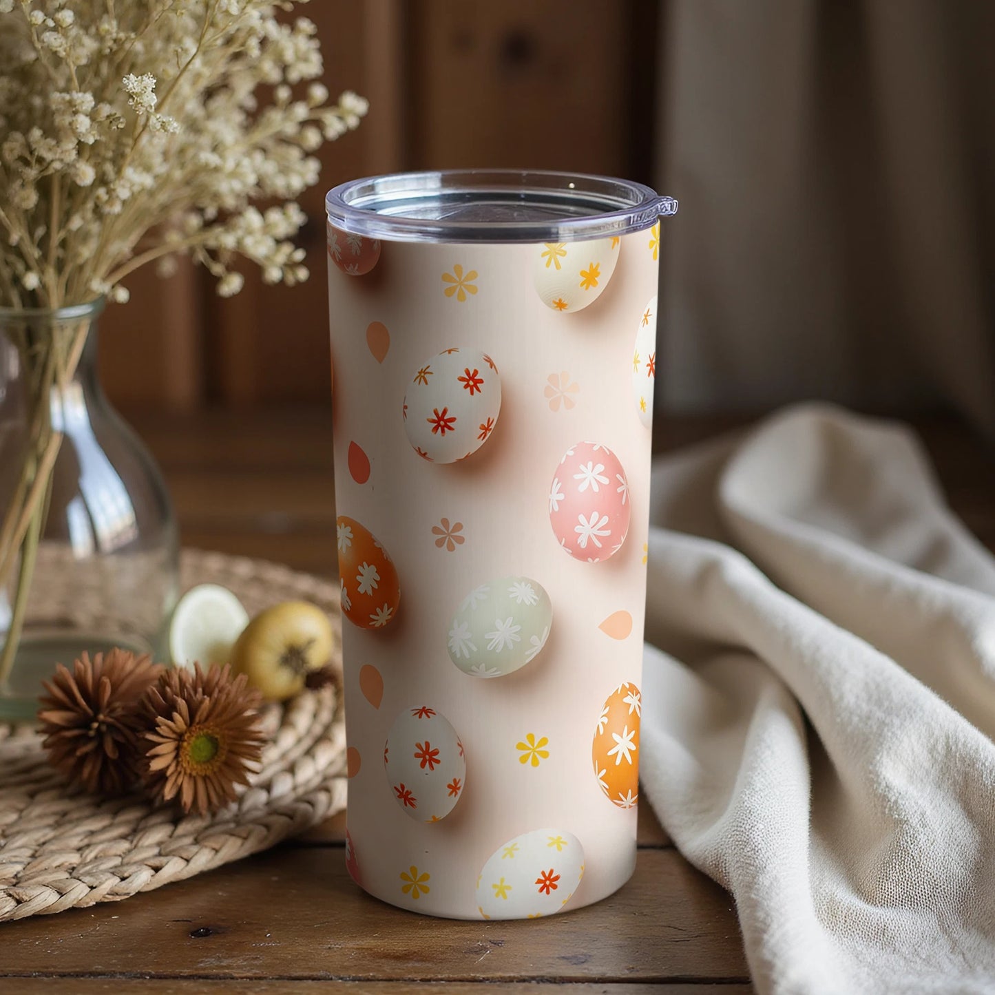 Colorful Easter Eggs Patterned Design Tumbler Cup