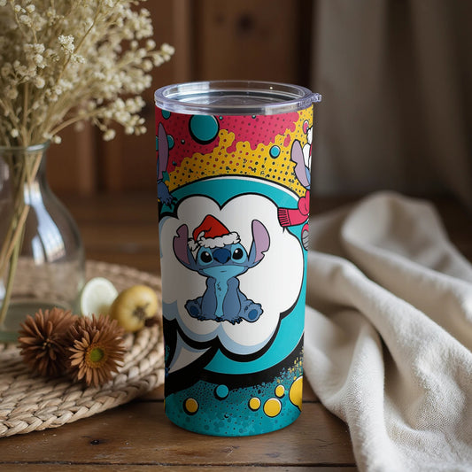 Cute Santa Stitch Art Colorful Tumbler Product