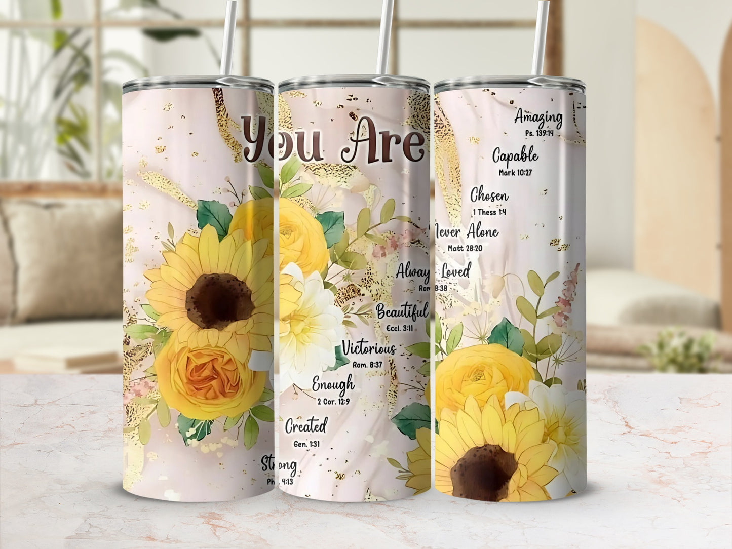 Floral Design You Are Amazing Capable Chosen Tumbler