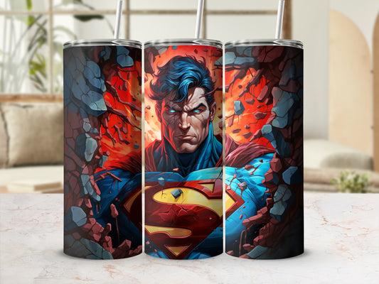 Superman Shattered Wall Design Insulated Tumbler