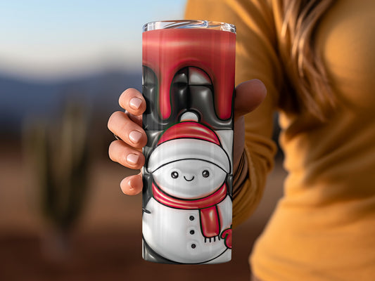Festive Snowman with Red Scarf Tumbler Cup Gift
