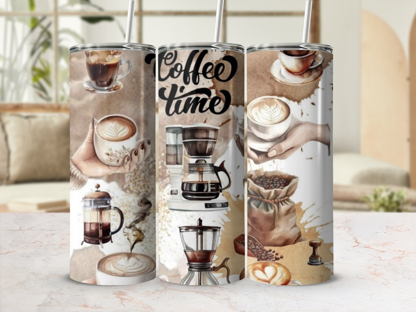 Coffee Time Themed Travel Mug Perfect for Coffee Lovers