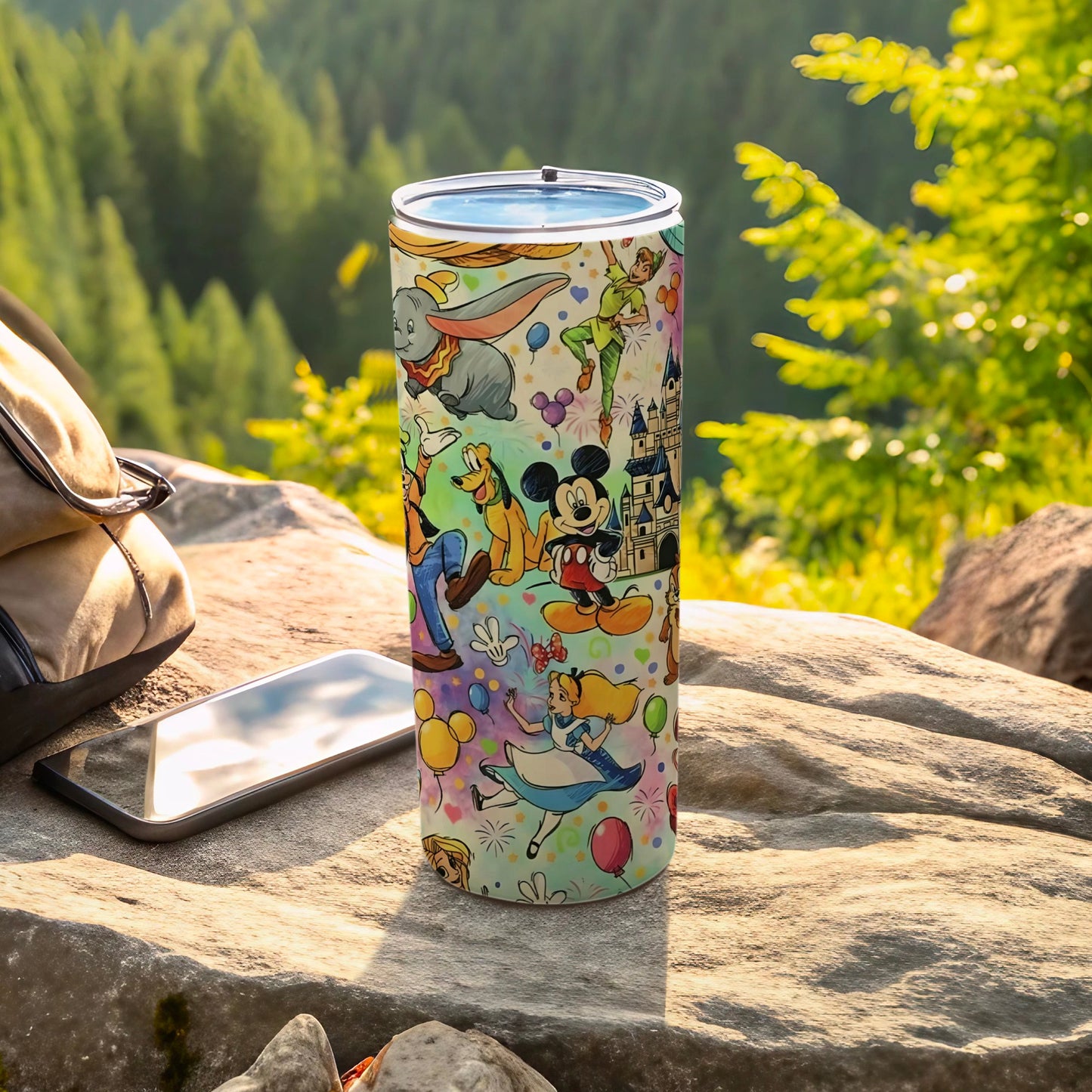 Colorful Disney Characters Themed Drink Tumbler