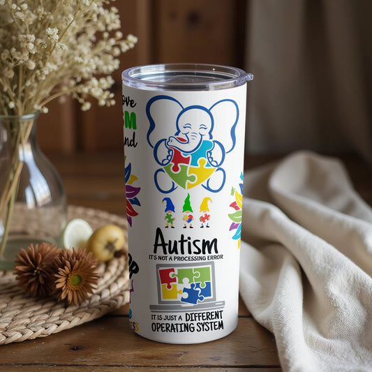 Autism Awareness Tumbler with Elephant Design
