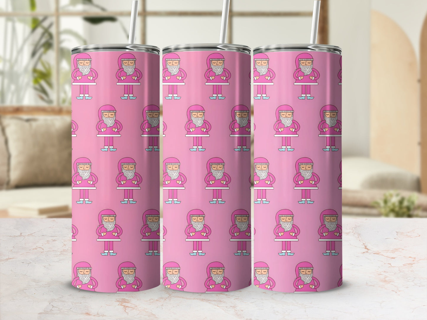 Cute Pink Character Tumbler with Straw and Lid