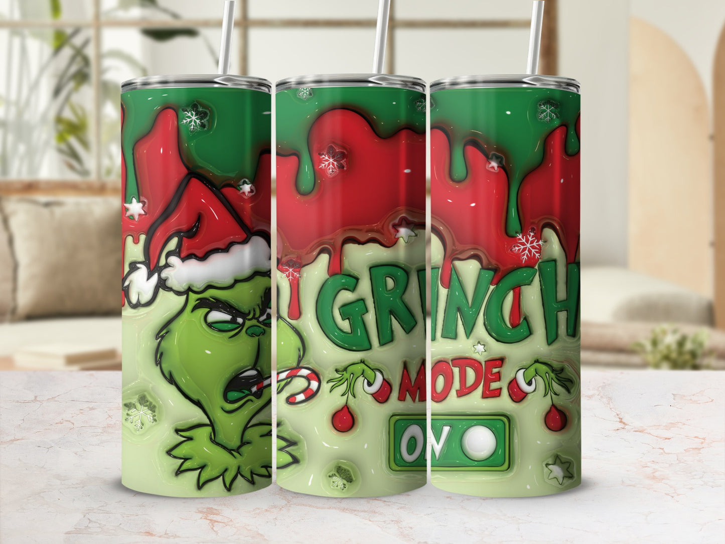 Grinch Mode On Christmas Holiday Themed Drinkware