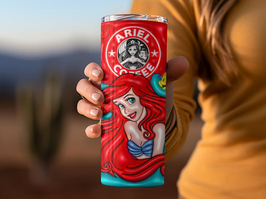 Ariel Coffee Mermaid Travel Tumbler Flask