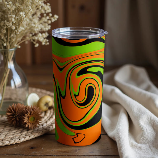 Stylish Colorful Swirl Pattern Tumbler with Lid