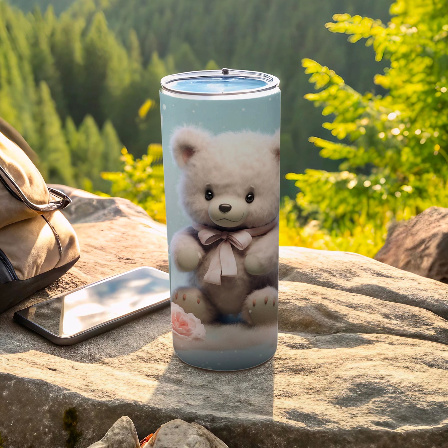 Adorable Bear Design Travel Tumbler for Outdoor Adventures