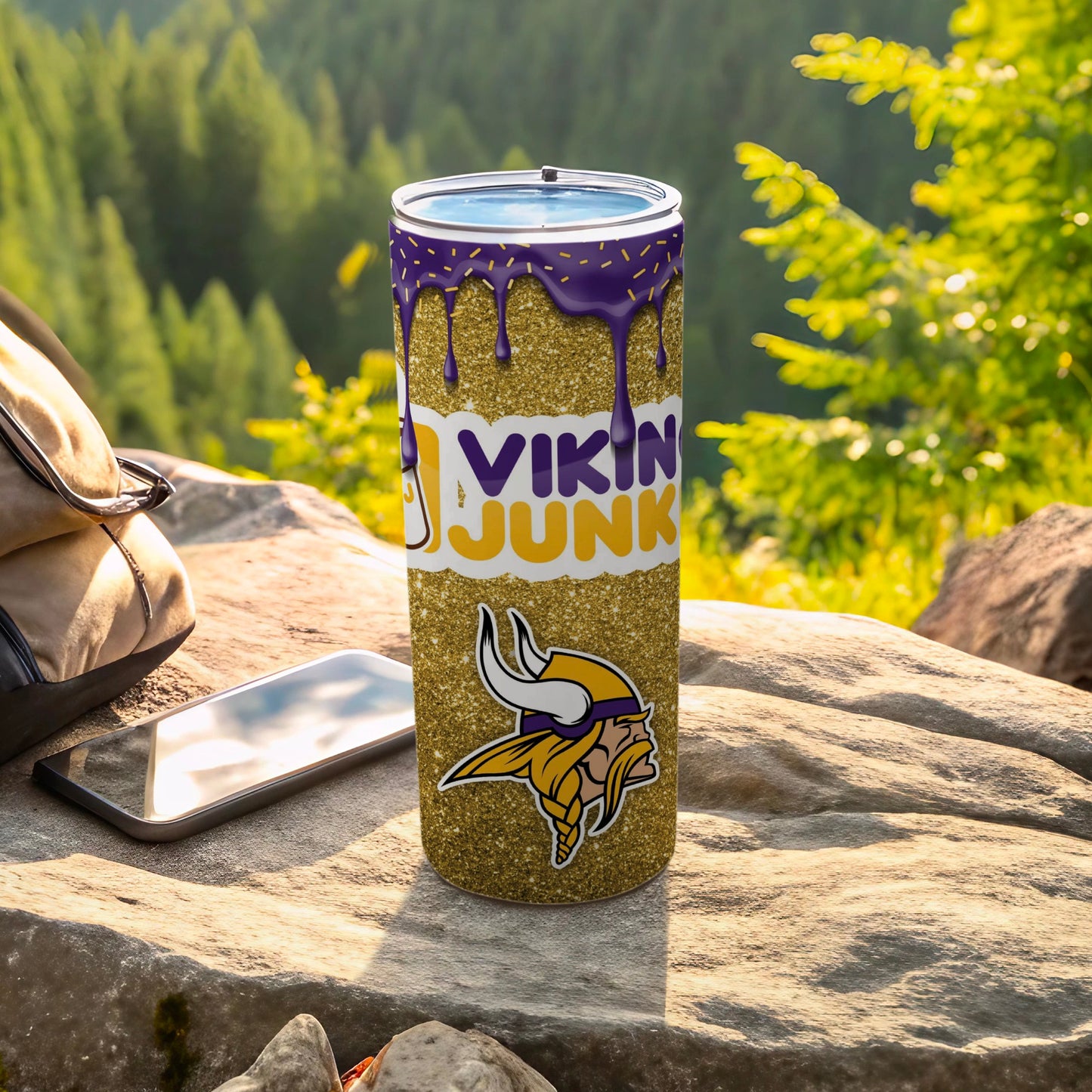 Vikings Junk Glittery Tumbler With Dripping Design