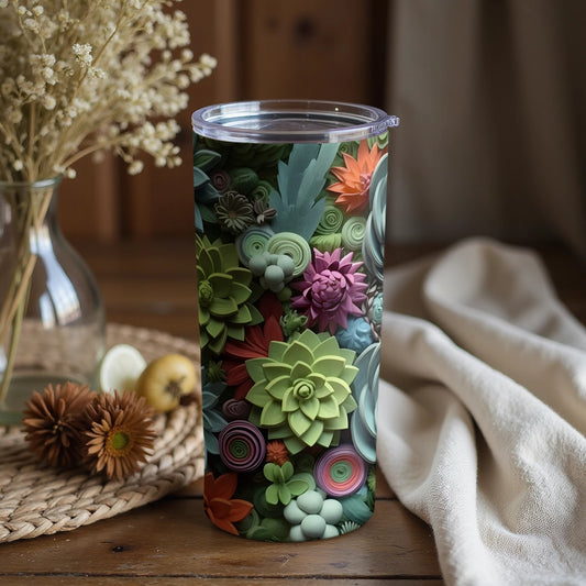 Beautifully Patterned Floral Design Insulated Tumbler