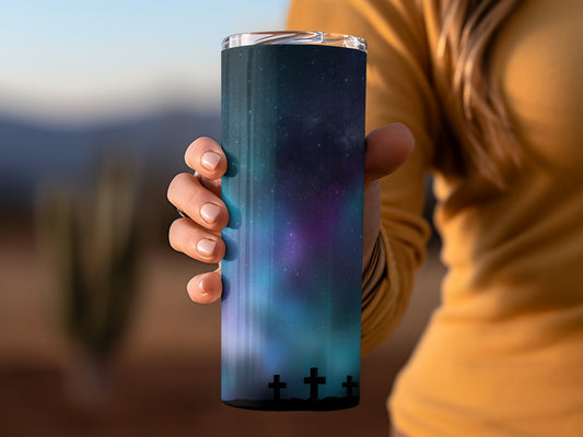 Night Sky Crosses Design Insulated Tumbler
