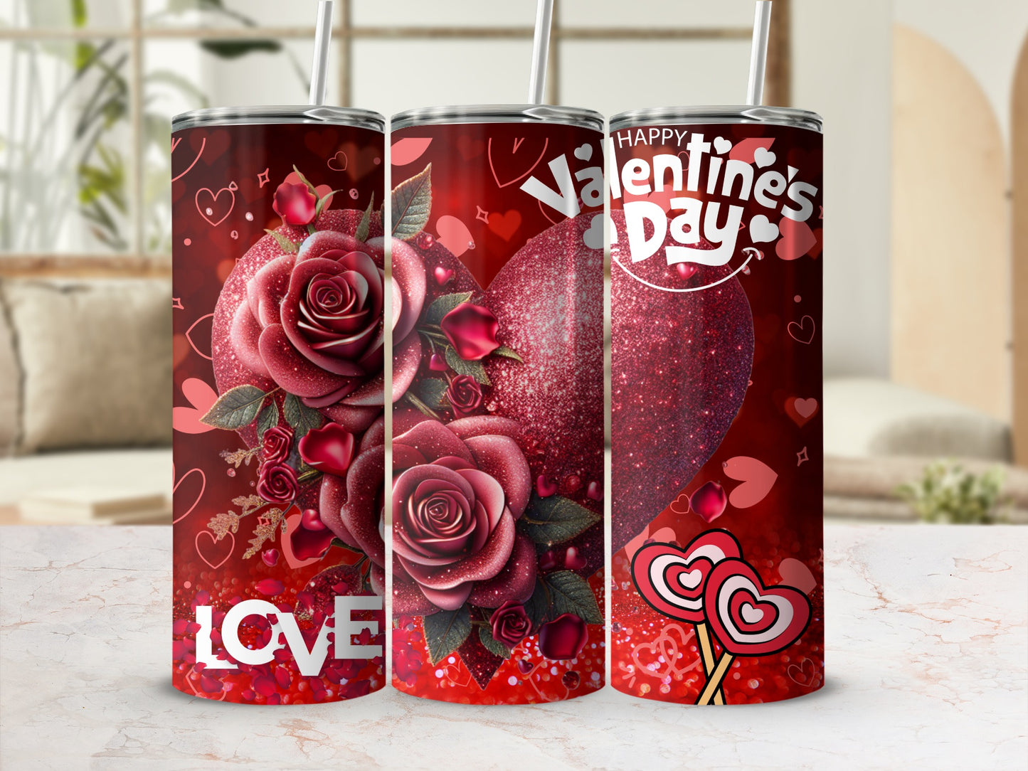 Beautiful Romantic Floral Valentine's Day Tumbler