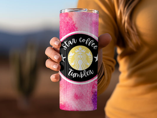 Pink Star Coffee Tumbler with Unique Design Tumbler