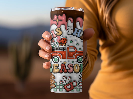 Festive Tis The Season Holiday Travel Mug Cup