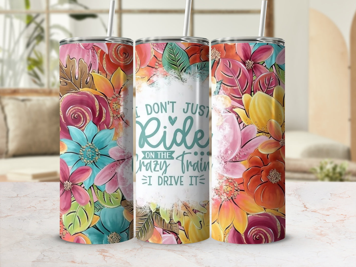 Vibrant Floral Design Insulated Tumbler Collection