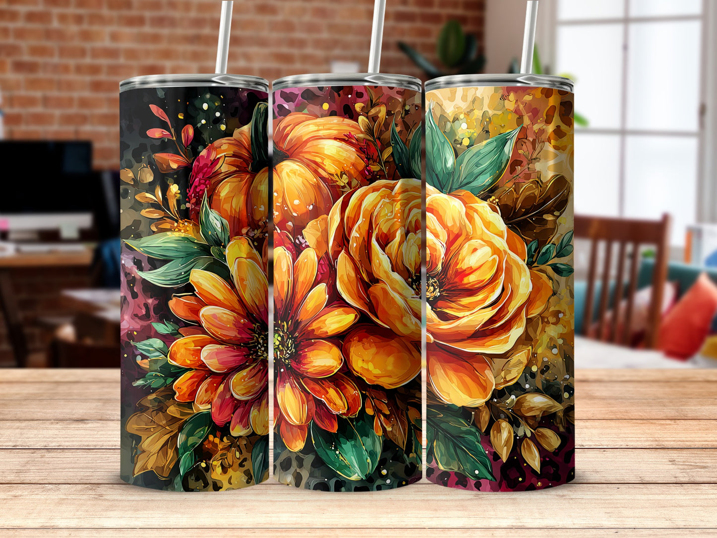 Stunning Floral Tumbler with Vibrant Flower Design