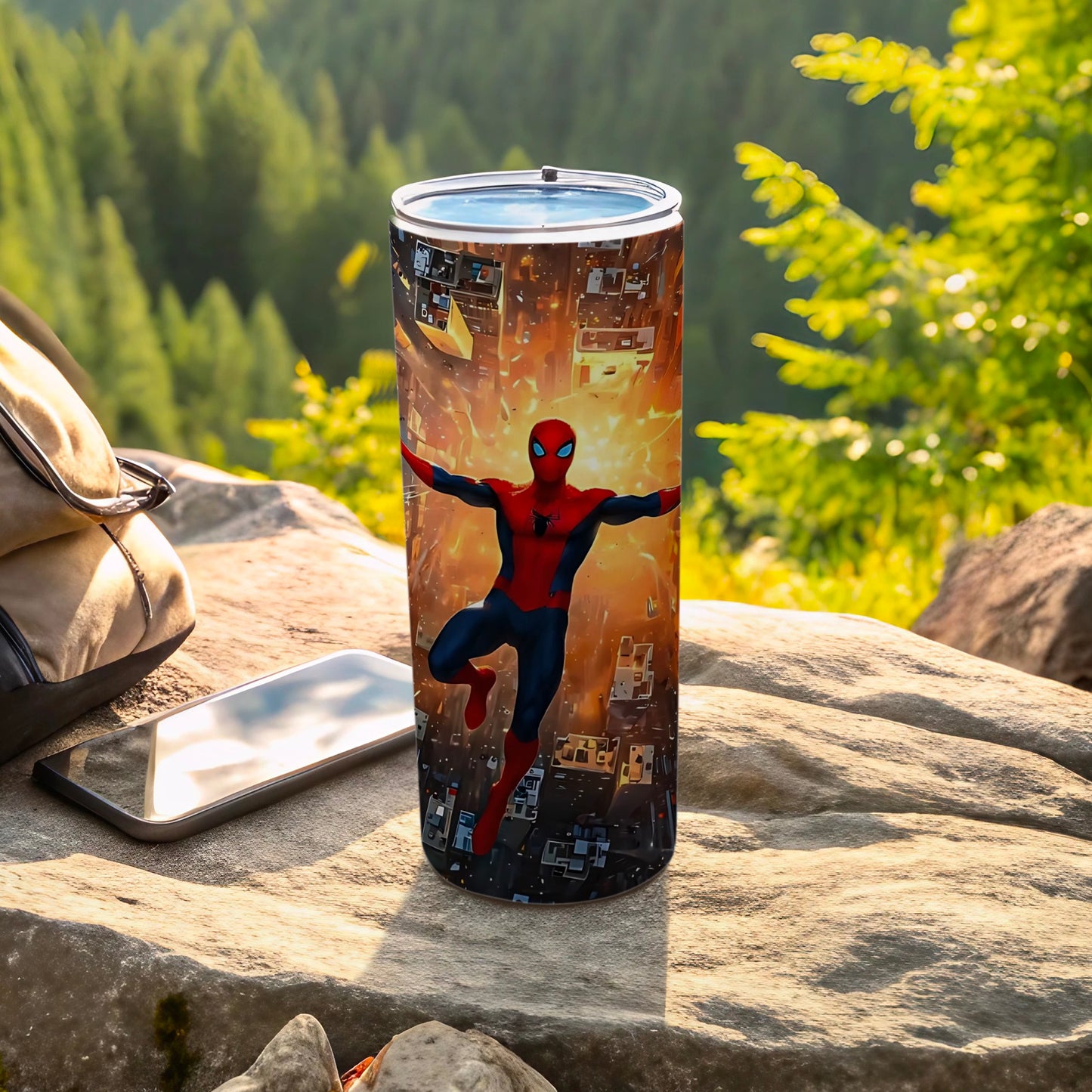 Vibrant Spiderman Themed Tumbler for Outdoor Adventures