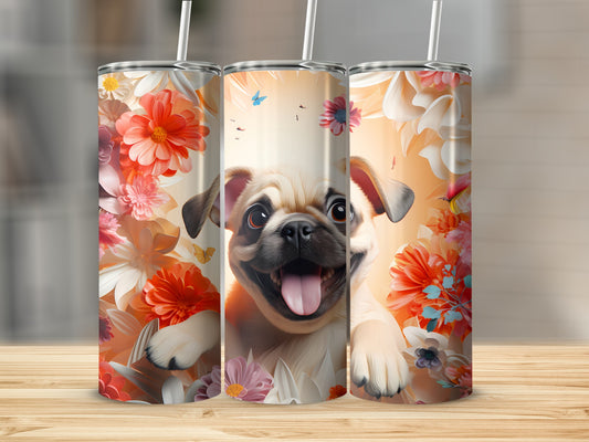 Happy Pug Dog Flower Butterfly Art Cute Whimsical product type