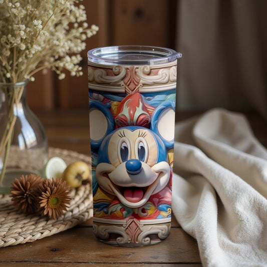 Colorful Mickey Mouse Floral Themed Travel Tumbler