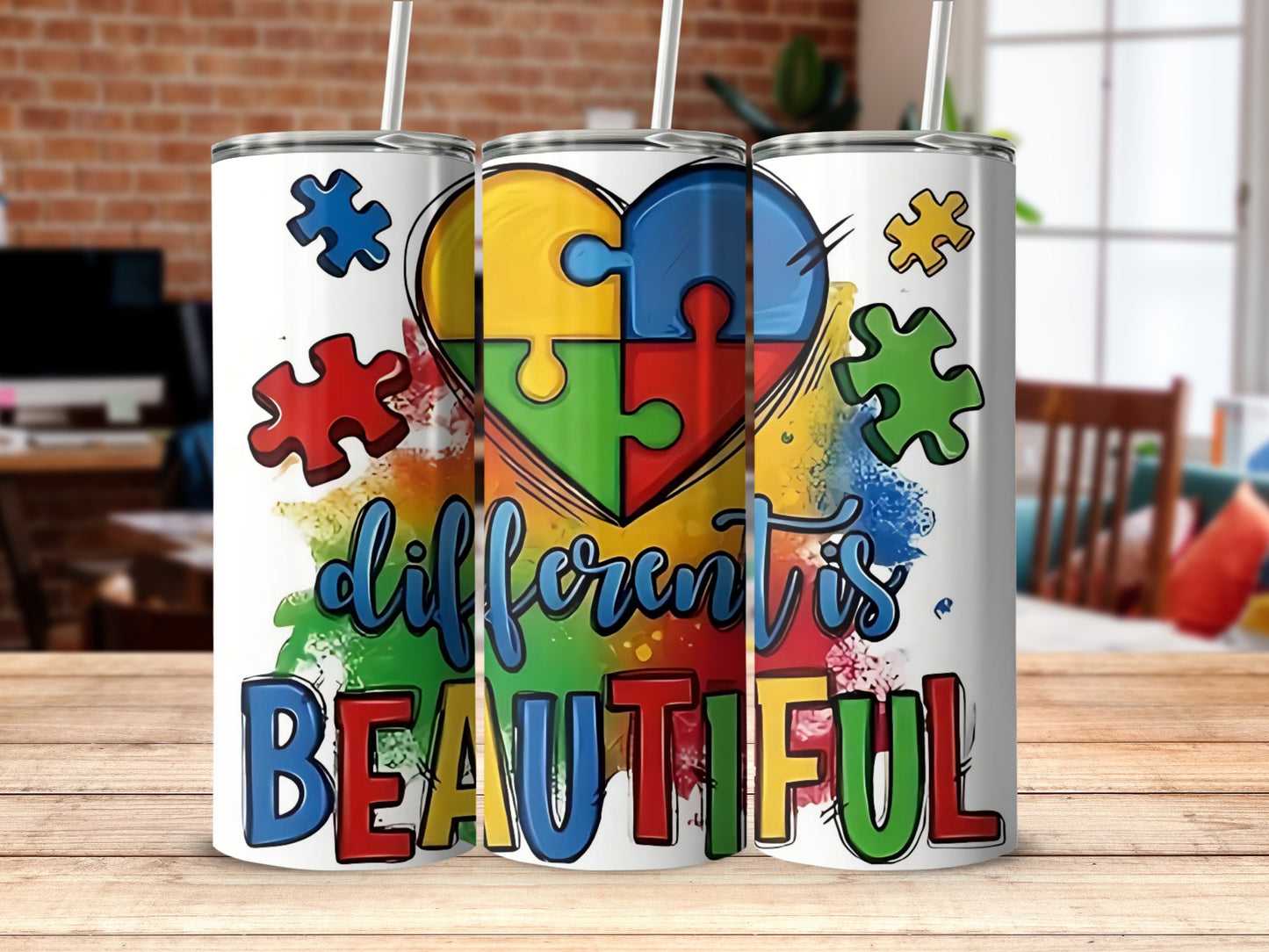 Different Is Beautiful Colorful Puzzle Tumbler
