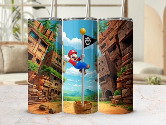 Vibrant Mario Adventure Artwork Tumbler