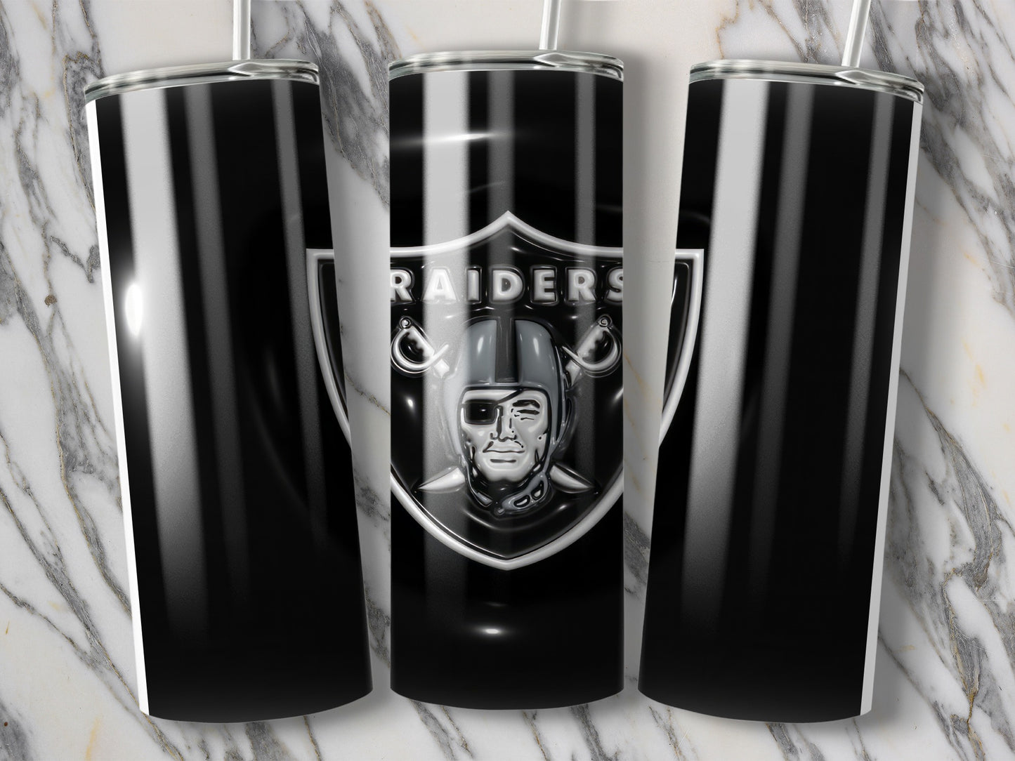Raiders Logo On Black Background Design Tumblers