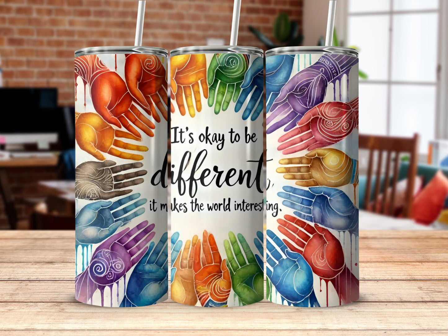 Colorful Artistic Hands Different Inspirational Tumbler