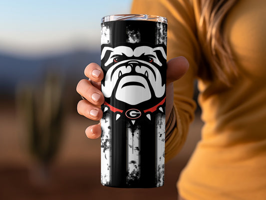 Bulldog Design Black and White Insulated Tumbler