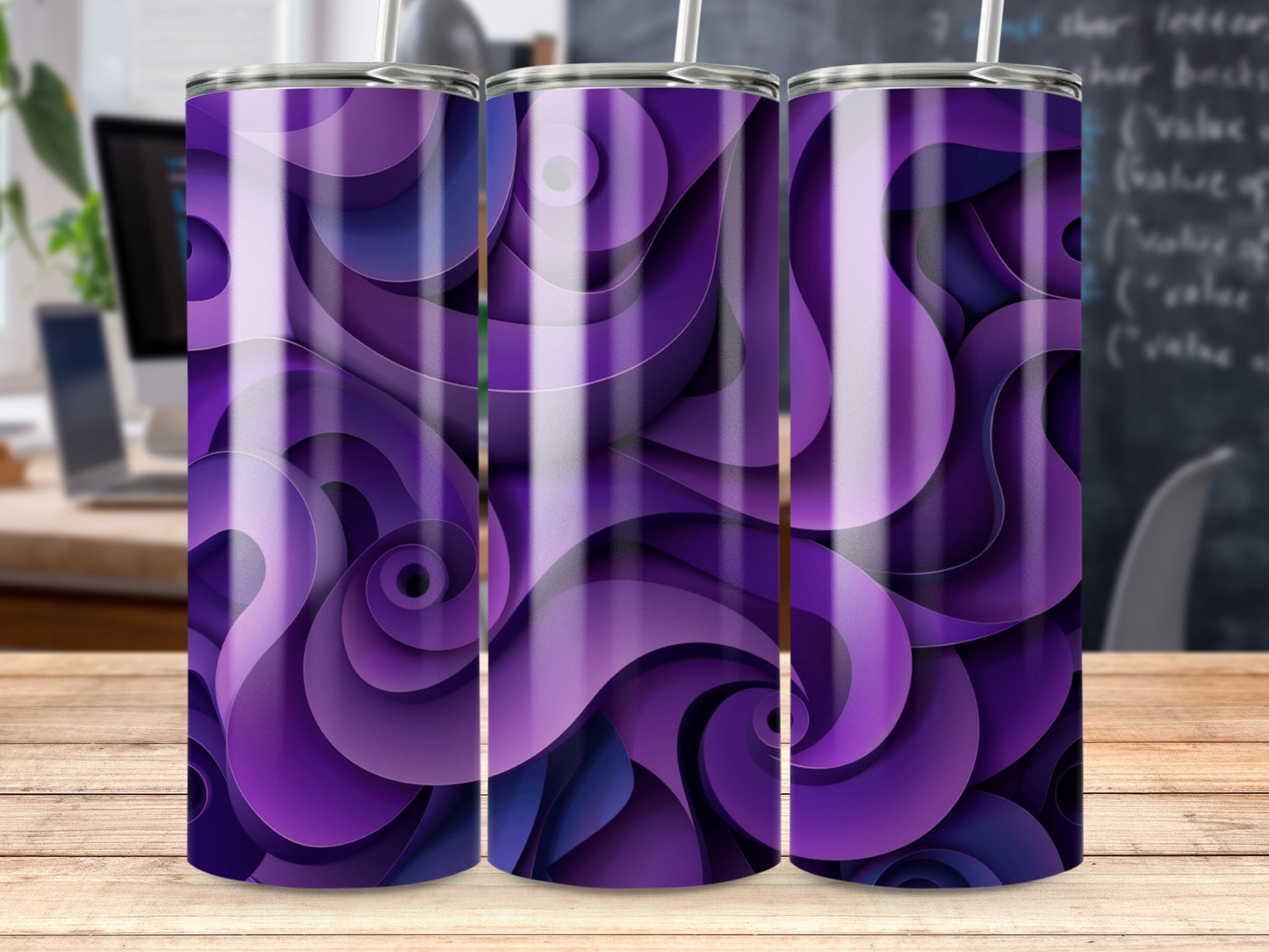 Intriguing Purple Abstract Swirl Design Tumbler