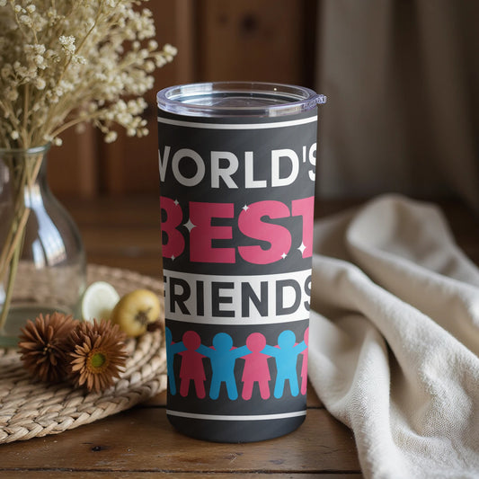 World's Best Friends Tumbler with Colorful Figures Design