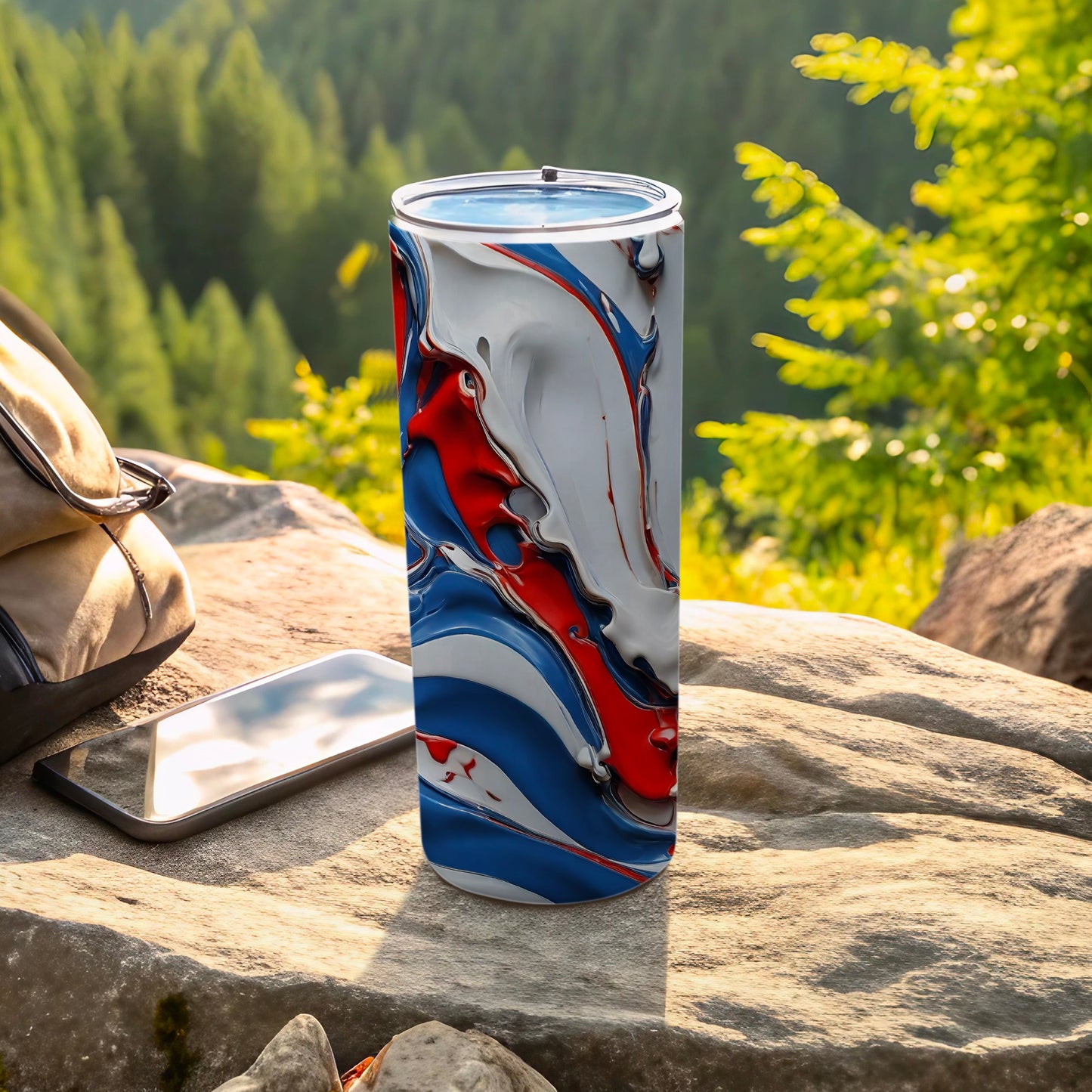 Red White Blue Abstract Swirl Design Colorful Tumbler product type
